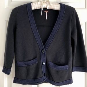 Free People Navy and Black Cardigan
